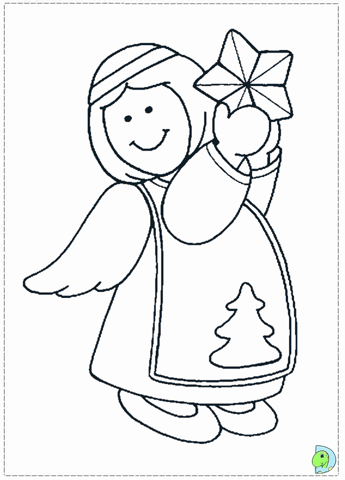 Image Of Christmas Angel Cute Coloring Page