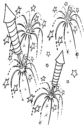 Image Of Fireworks Cute Coloring Page