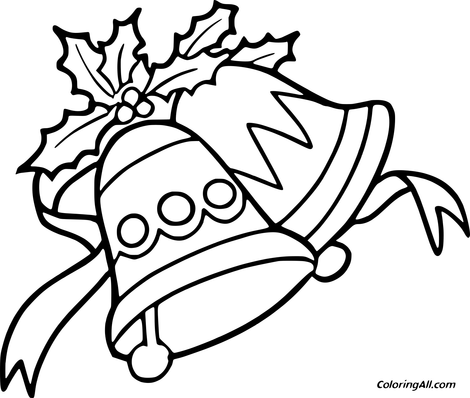 Jingle Bells And Holly For Kids Coloring Page