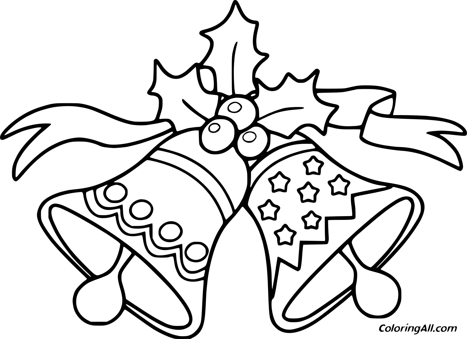 Jingle Bells With Stars Pattern Image For Kids Coloring Page