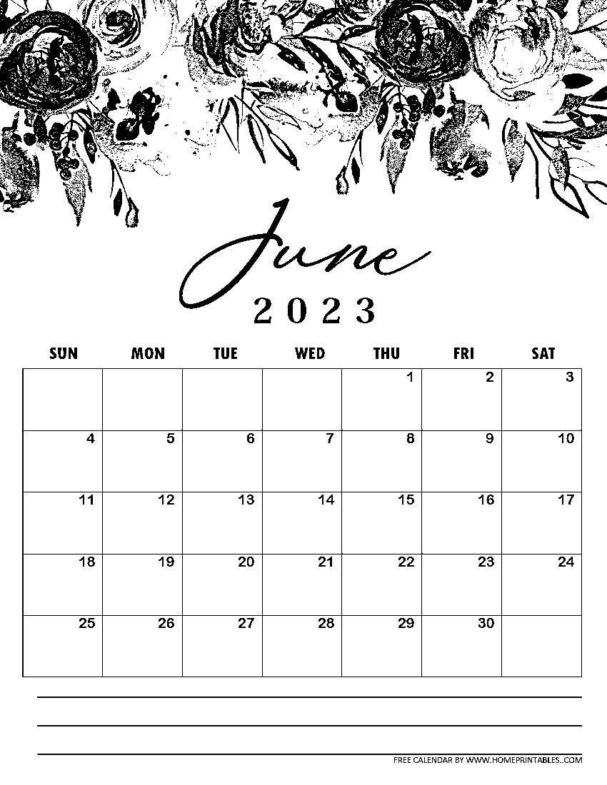 June 2023 Calendar For Kids Coloring Page