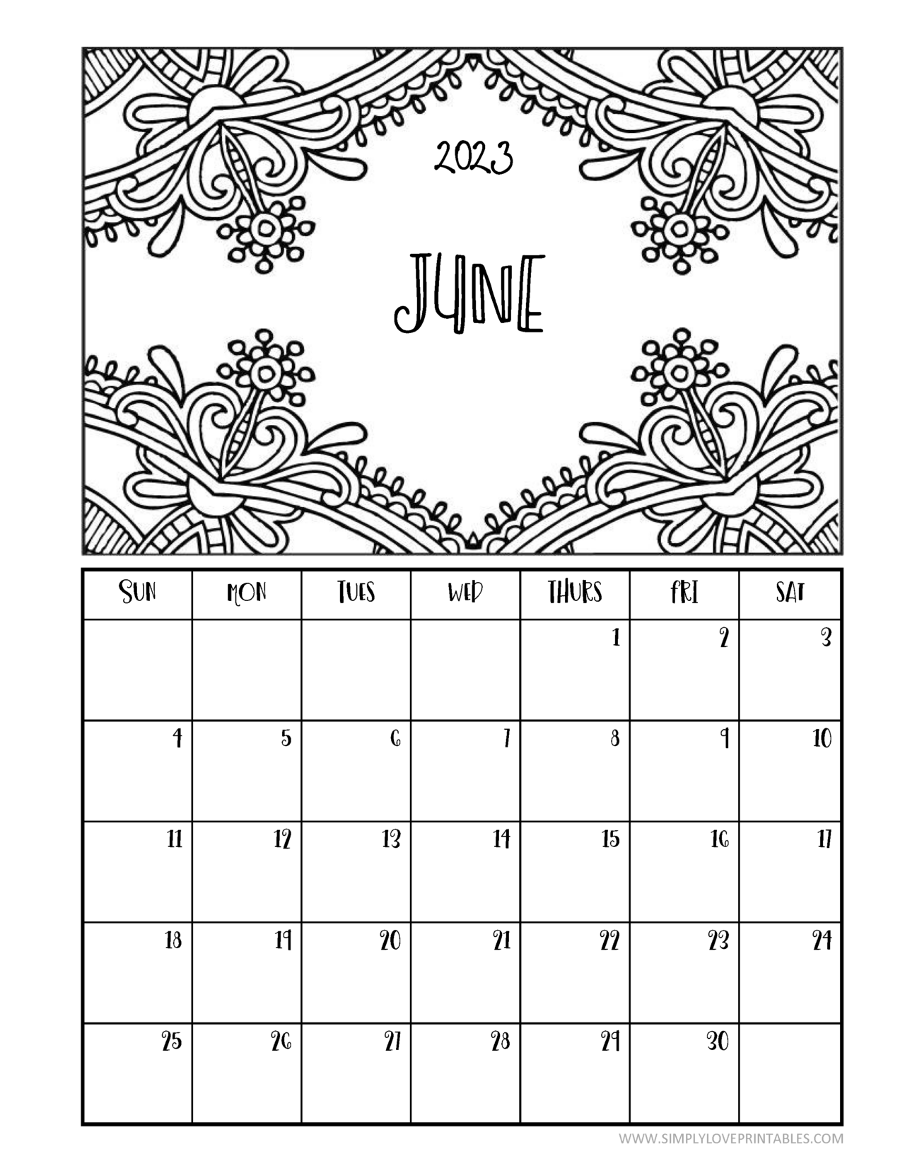 June 2023 Coloring Page