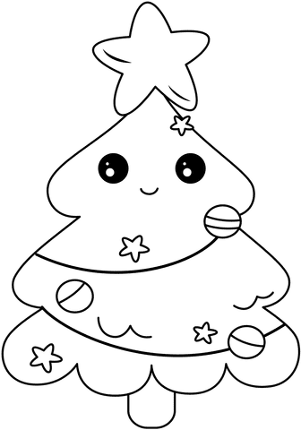 Kawaii Christmas Tree Image For Kids
