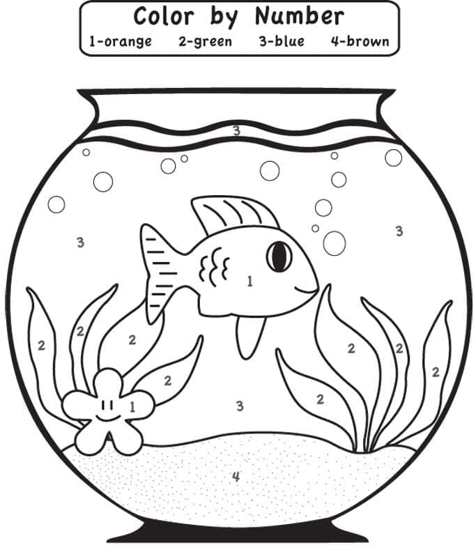 Easy Color by Number Kindergarten Coloring Pages