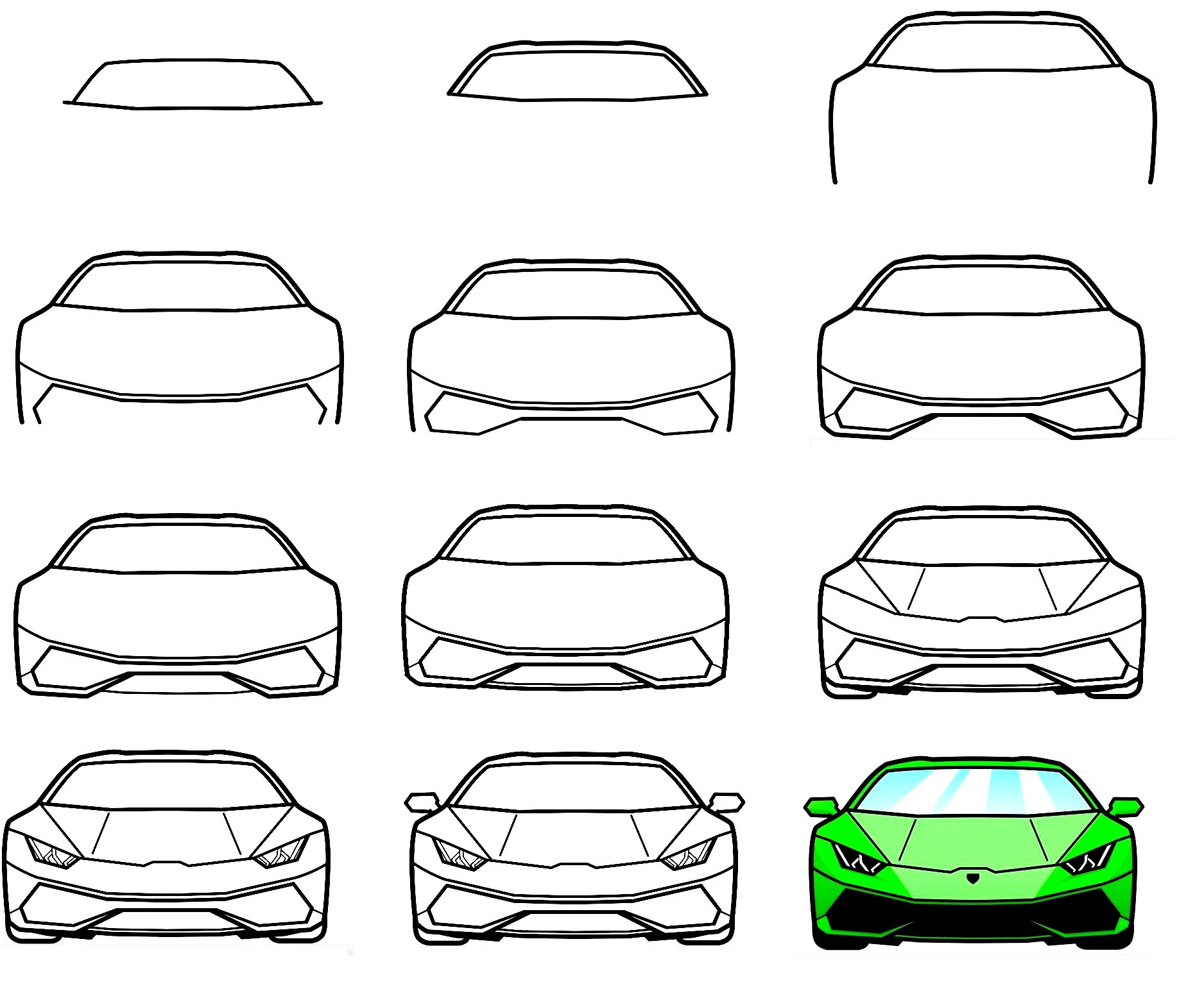 Lamborghini Drawing Step 1