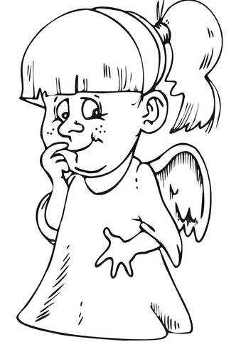 Little Girl Angel Coloring Page