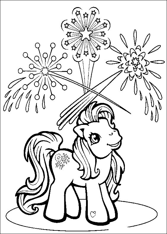 Little Pony And Fireworks Coloring Page