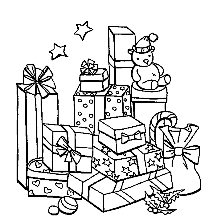 Lots Of Christmas Presents Coloring Page