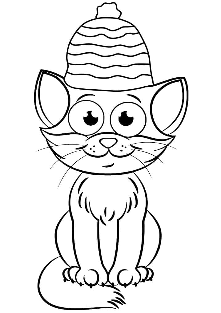 Lovely Christmas Cat Printable Coloring Page