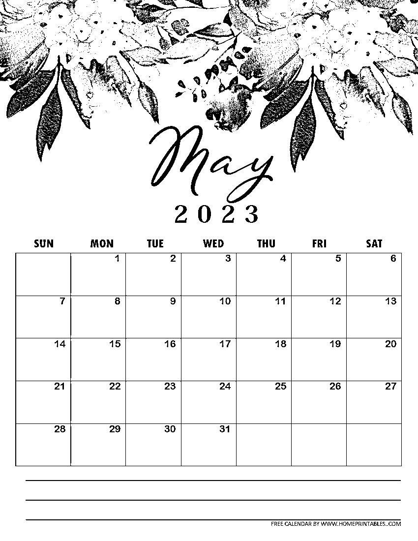 May 2023 Calendar For Children Coloring Page