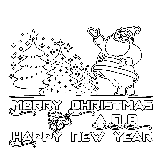 Merry Christmas 2022 And Happy New Year 2023 Coloring Page