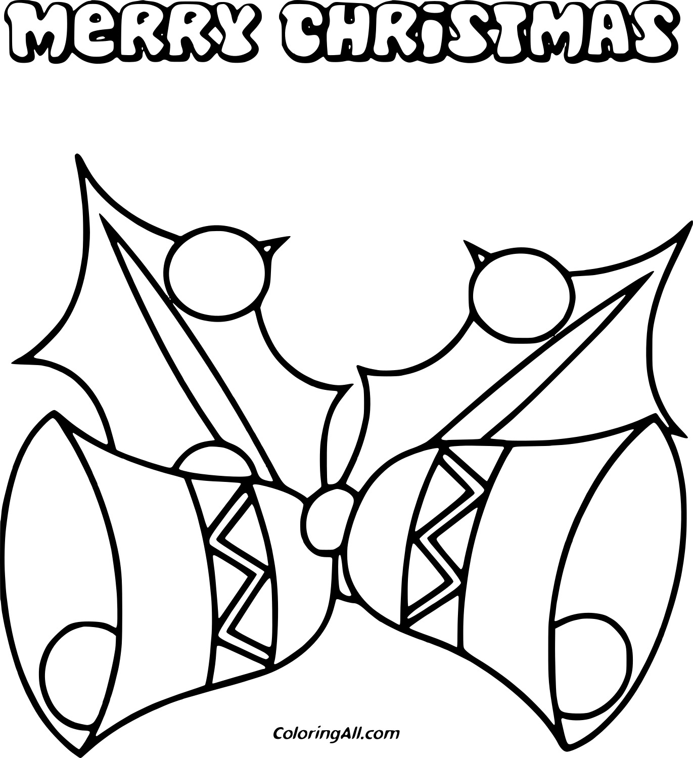 Merry Christmas Bells Image For Kids Coloring Page
