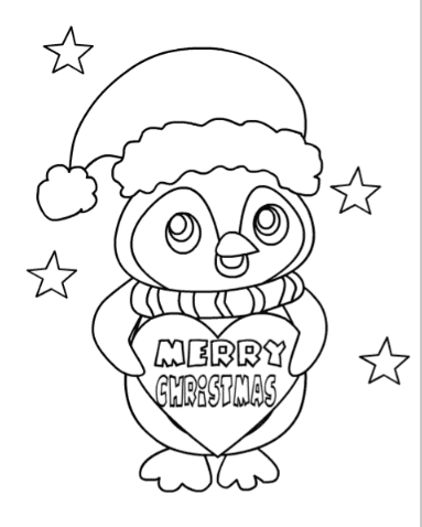Merry Christmas Card For Children Coloring Page