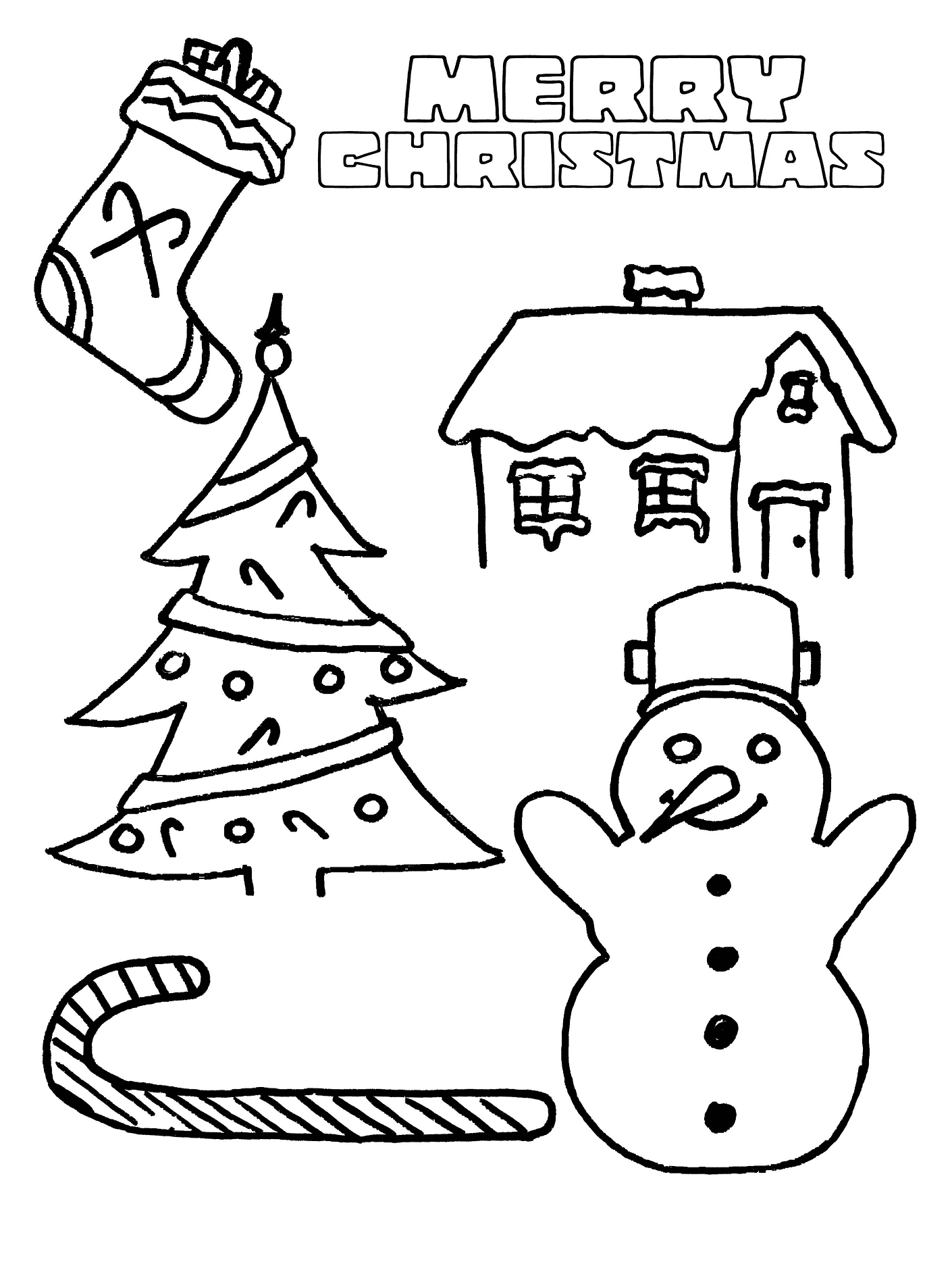 Merry Christmas Card Free Coloring Page