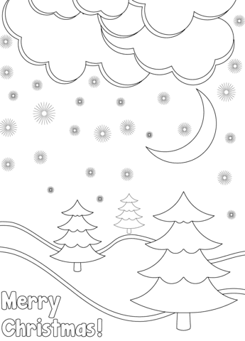 Merry Christmas Card Image For Kids Coloring Page