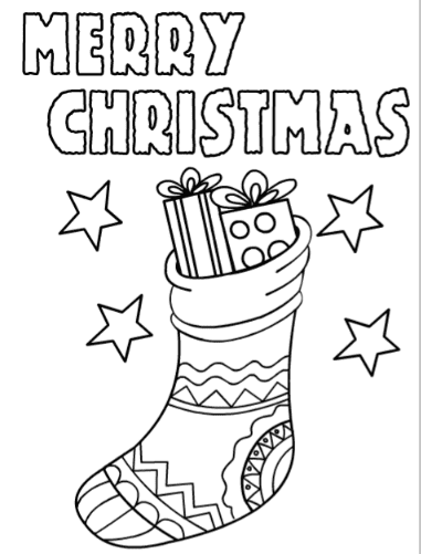 Merry Christmas Card Picture Coloring Page
