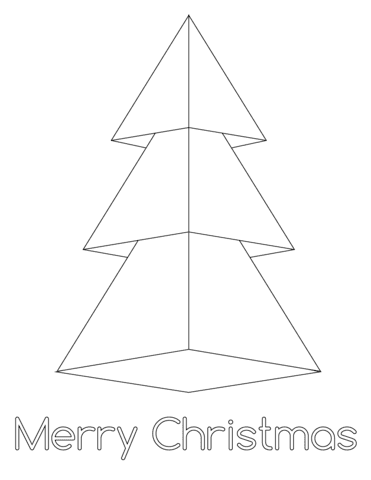 Merry Christmas Card With Christmas Tree Coloring Page