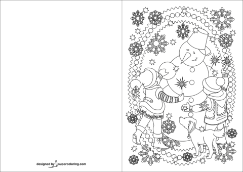 Merry Christmas Card Coloring Page