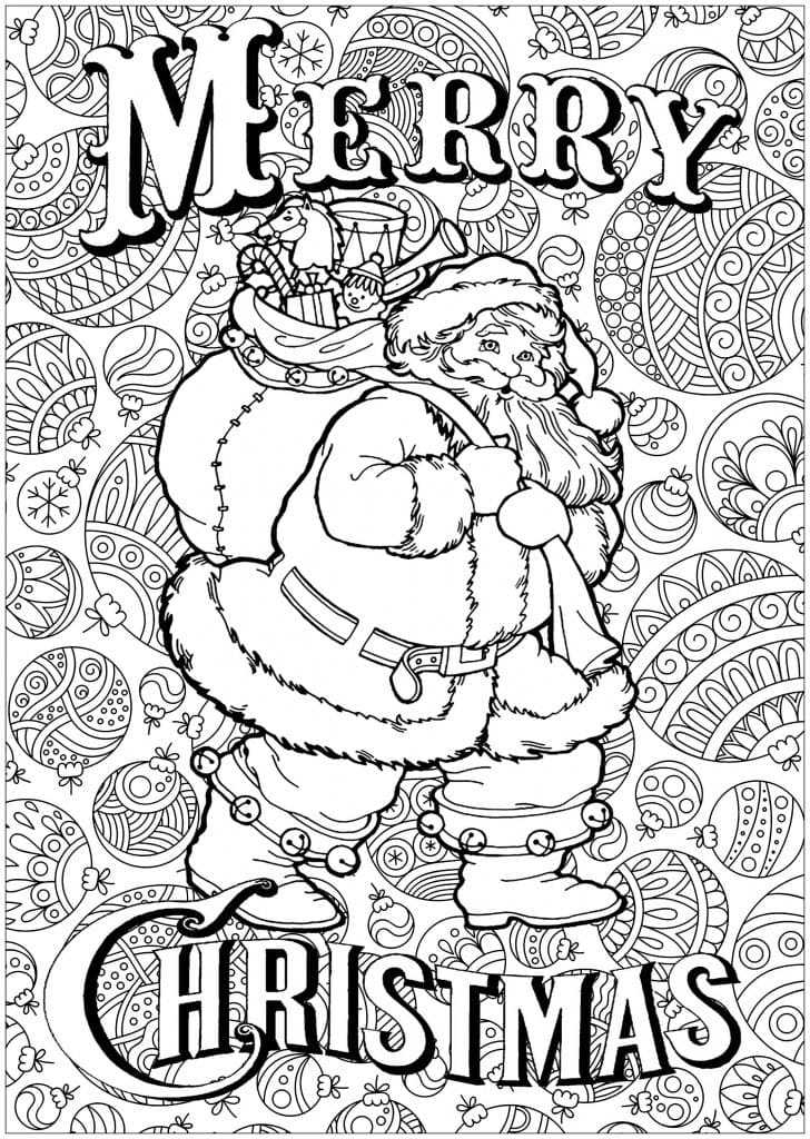 Merry Christmas Santa Image For Kids Coloring Page