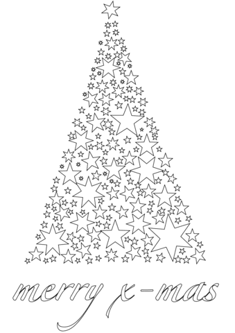 Merry Xmas Card Clip Art Coloring Page
