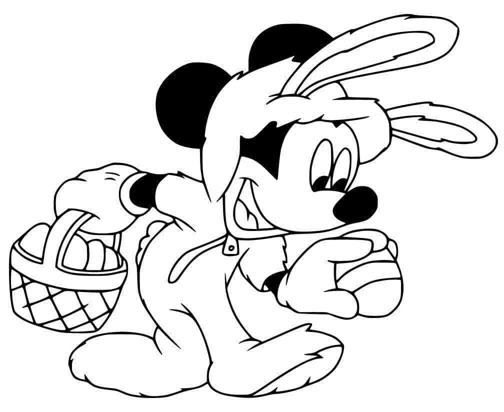 Mickey Mouse Collecting Easter Eggs Printable