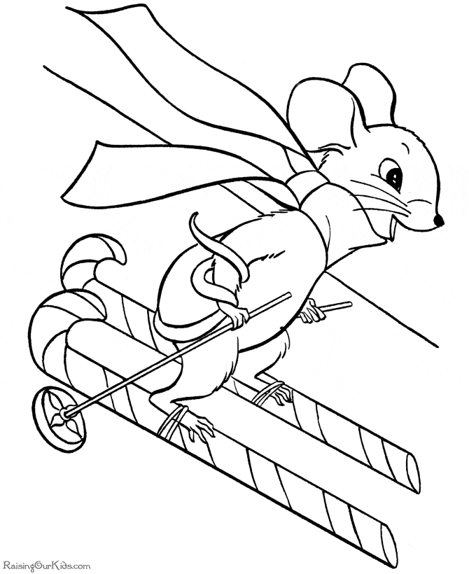 Mouse Candy Cane For Kids Coloring Page