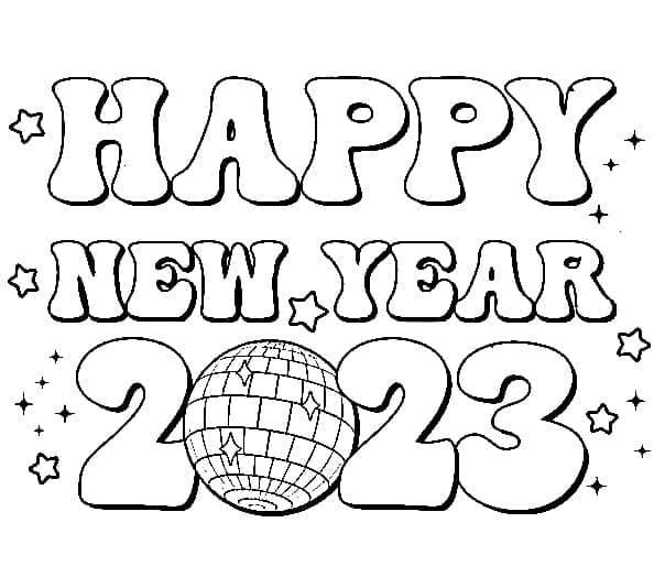 New Year 2023 Image For Kids Coloring Page