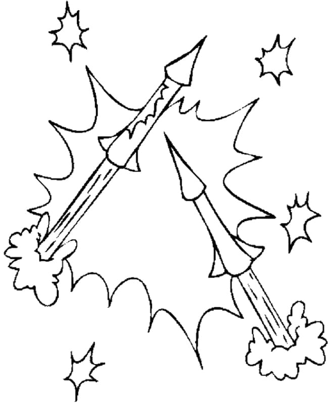 New Year Fireworks 2023 For Children Coloring Page