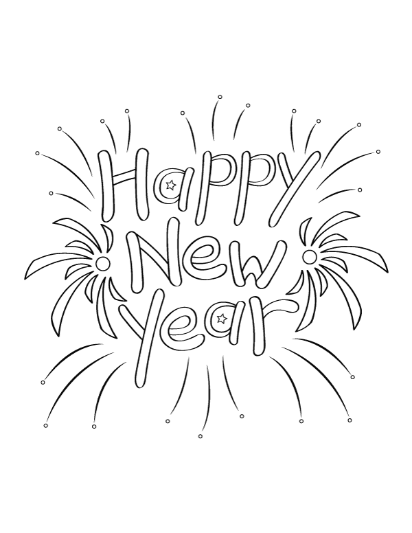 New Year Fireworks For Kids Coloring Page