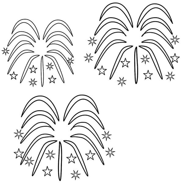 New Year Fireworks Picture For Children Coloring Page
