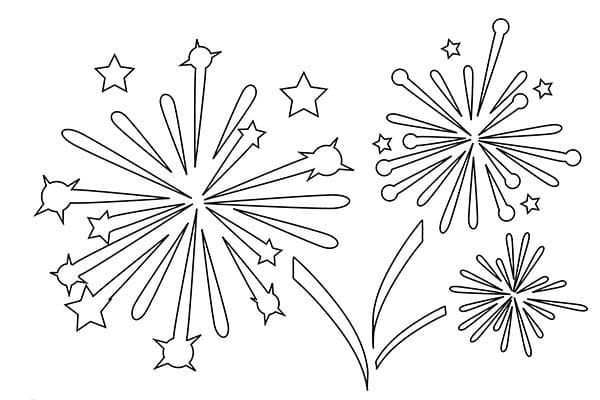 New Year Fireworks Picture Coloring Page