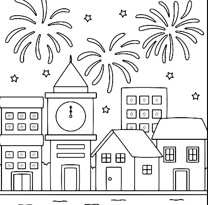 New Year’ Eve Firework Sweet Coloring Page