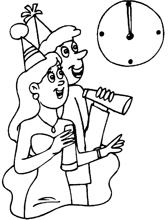 New Year’s Eve Clip Art Coloring Page