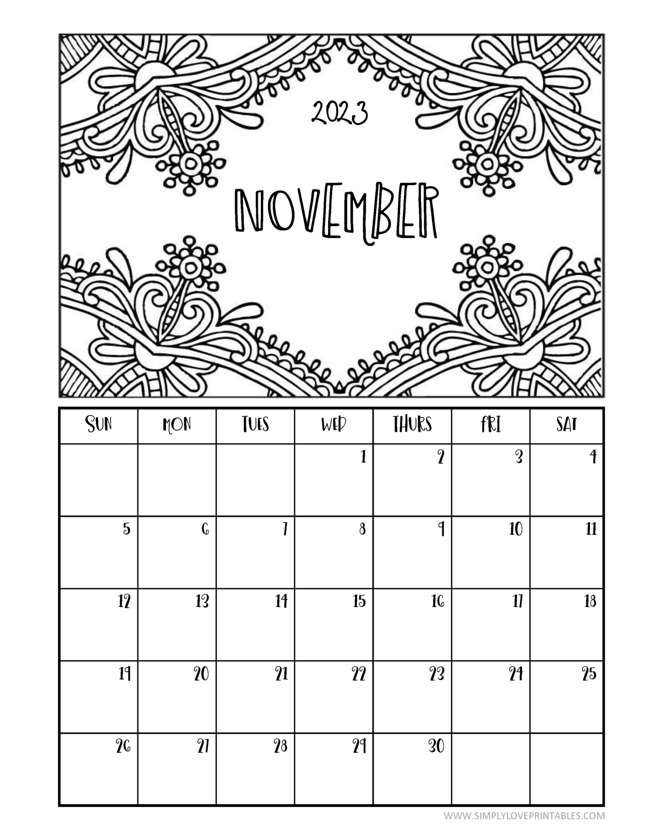 November Image For Kids Coloring Page