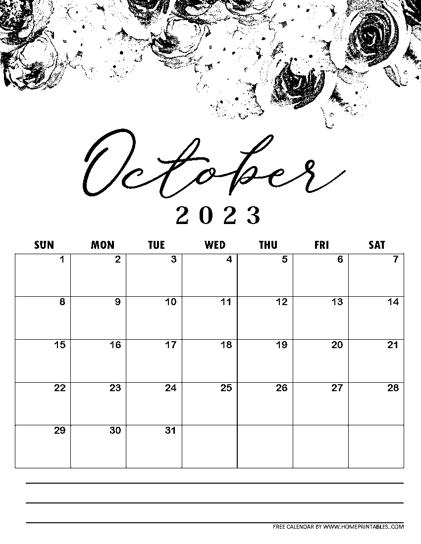 October 2023 Calendar For Kids