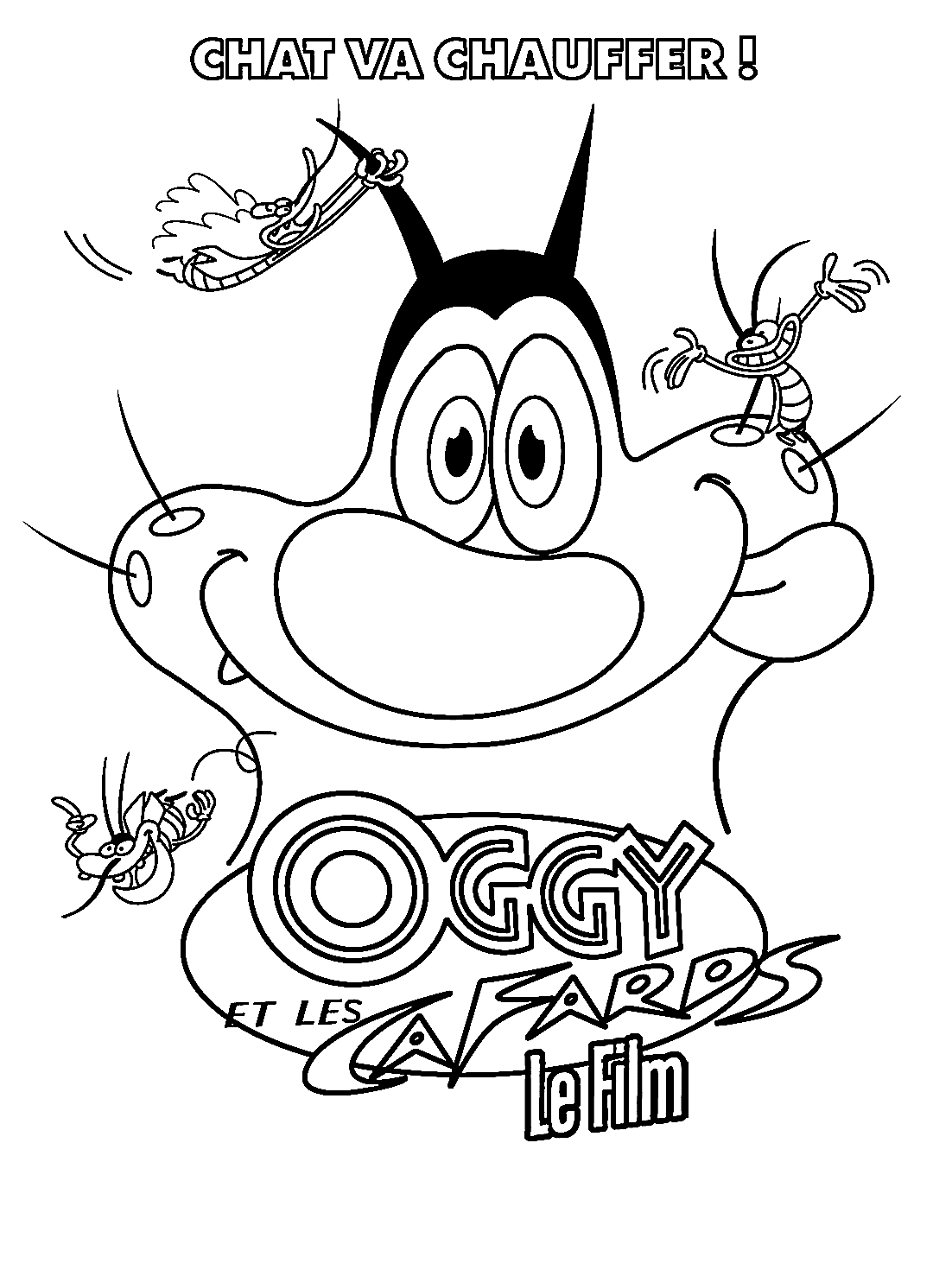 Oggy And The Cockroaches Coloring Pages