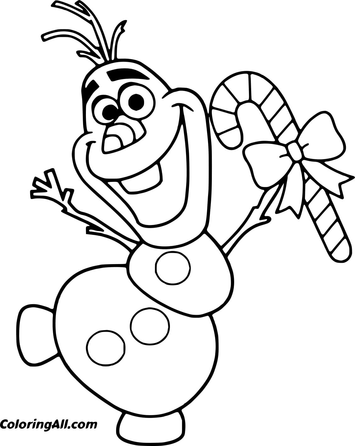 Olaf Holds A Candy Cane