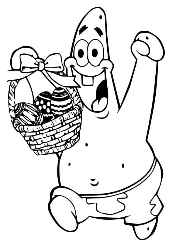 Patrick Star With Easter Basket Image For Kids Coloring Page