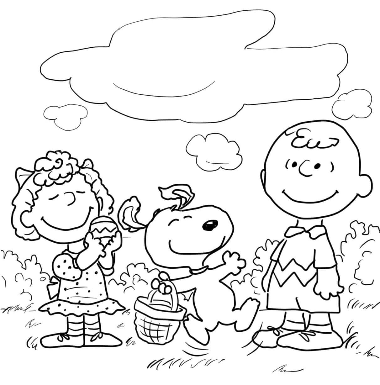 Peanuts Easter For Children Coloring Page
