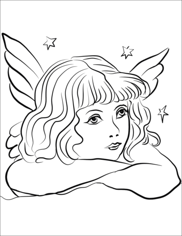 Pensive Angel Coloring Page