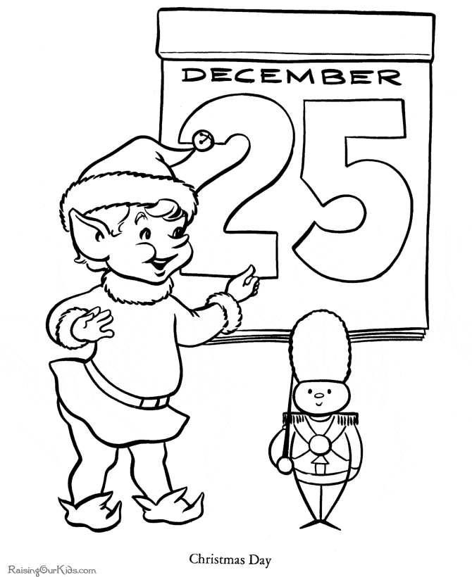 Picture Of Christmas Elf Cute Coloring Page
