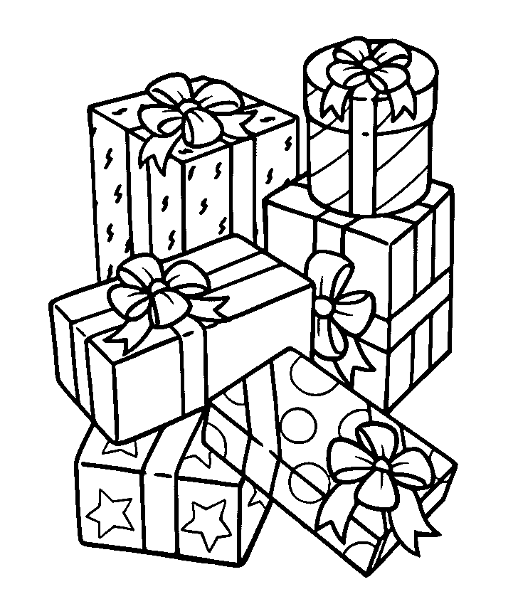 Pile Of Christmas Presents Coloring Page