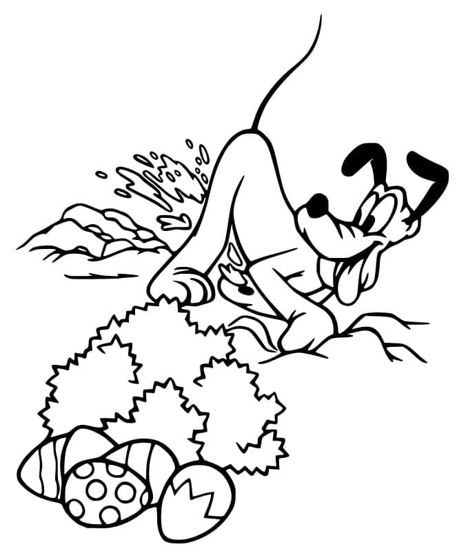 Pluto With Easter Eggs Picture Coloring Page