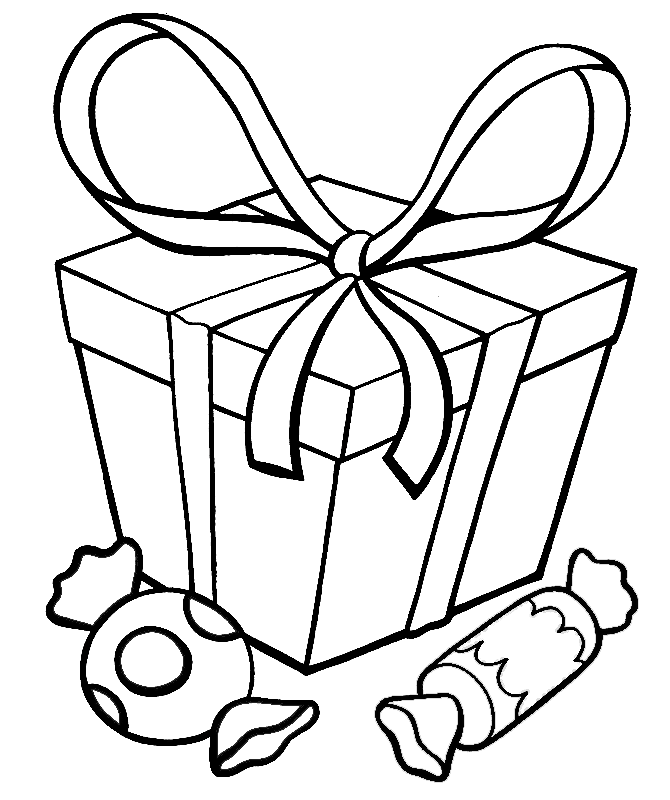 Presents And Candy Coloring Page