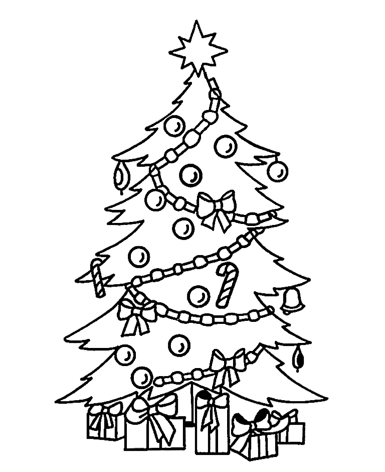 Presents Under The Tree Coloring Page