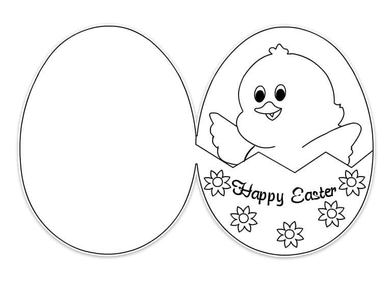Print Happy Easter Card Coloring Page