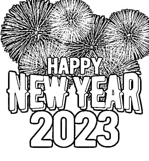 Print Happy New Year 2023 Coloring Page