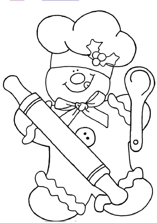 Printable Chef Gingerbread Coloring Page