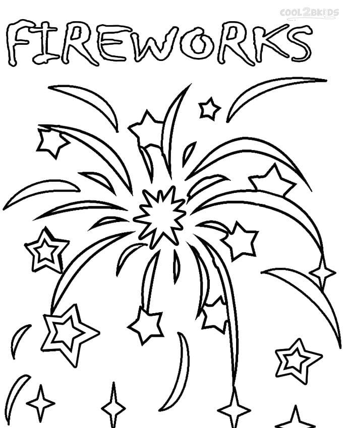 Printable Fireworks For Children Coloring Page
