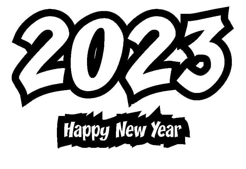 Printable Happy New Year 2023 Image For Kids Coloring Page